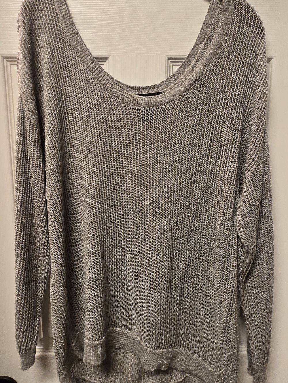 Lane Bryant Scoop Neck Lightweight Knit Sweater - Light Gray